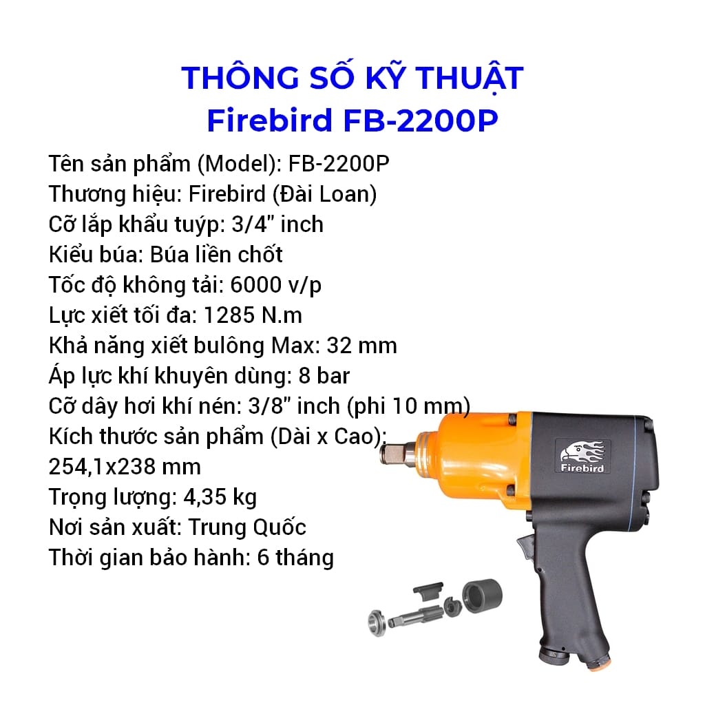 súng siết bu lông firebird fb-2200p 3/4 inch